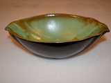 Frankoma 200 bowl, black with prairie green interior